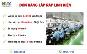 TUYỂN 06 NAM LẮP RÁP LINH KIỆN TẠI HIROSHIMA – NHẬT BẢN