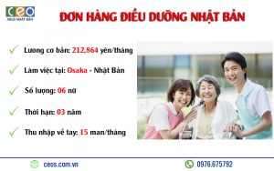 TUYỂN 06 NỮ ĐIỀU DƯỠNG LÀM VIỆC TẠI OSAKA – NHẬT BẢN