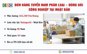 TUYỂN 06 NAM ĐÓNG GÓI CÔNG NGHIỆP TẠI YAMAGUCHI – NHẬT BẢN