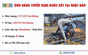 TUYỂN 03 NAM BUỘC SẮT TẠI HIROSHIMA – NHẬT BẢN