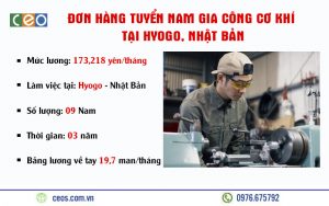 TUYỂN 09 NAM GIA CÔNG CƠ KHÍ TẠI HYOGO – NHẬT BẢN