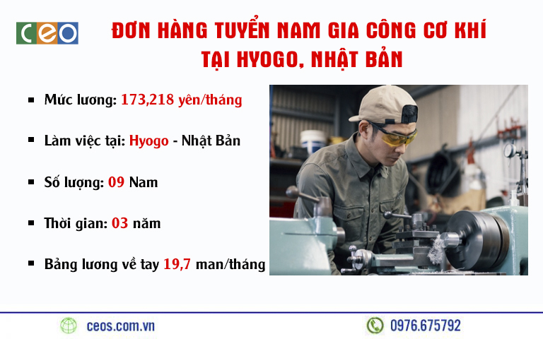 TUYỂN 09 NAM GIA CÔNG CƠ KHÍ TẠI HYOGO – NHẬT BẢN