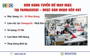 TOKUTEI – TUYỂN 03 NỮ MAY MẶC TẠI YAMAGUCHI – NHẬT BẢN