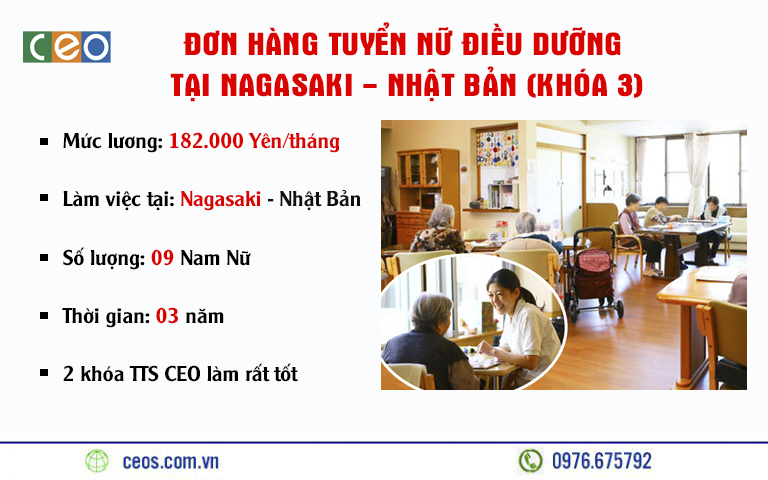 TUYỂN 09 NỮ ĐIỀU DƯỠNG TẠI NAGASAKI – NHẬT BẢN (KHÓA 3)