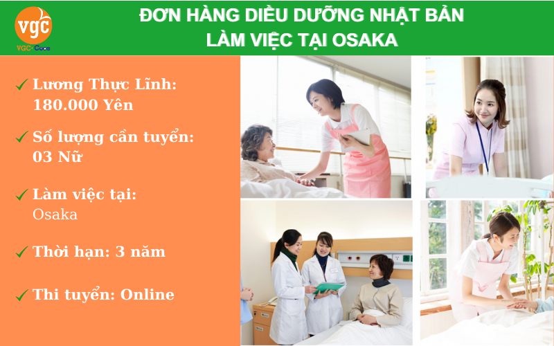 Tuyển 3 Điều Dưỡng viên làm việc tại Osaka Nhật Bản