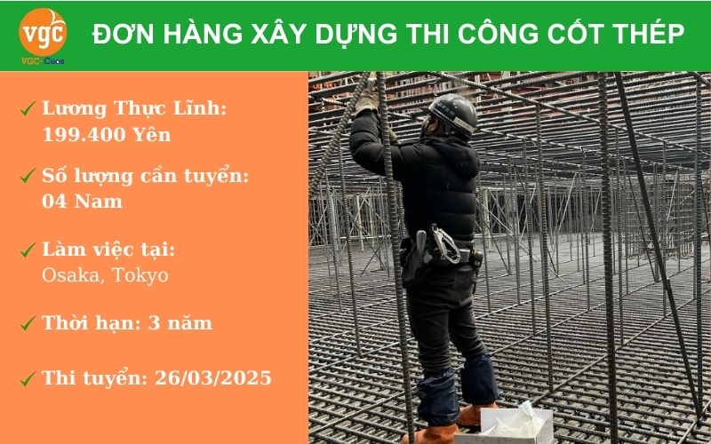 Đơn hàng xây dựng thi công cốt thép tại Osaka Nhật Bản