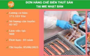 TUYỂN 2 NỮ Đơn Hàng CHẾ BIẾN THỰC PHẨM THỦY SẢN tại Mie Nhật Bản
