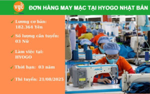 Đơn hàng may mặc làm việc tại Hyogo Nhật Bản