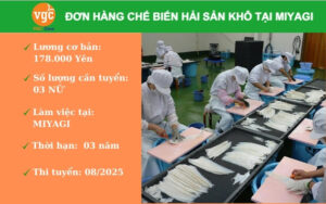 Tuyển 3 nữ chế biến hải sản khô làm việc tại Miyagi Nhật Bản