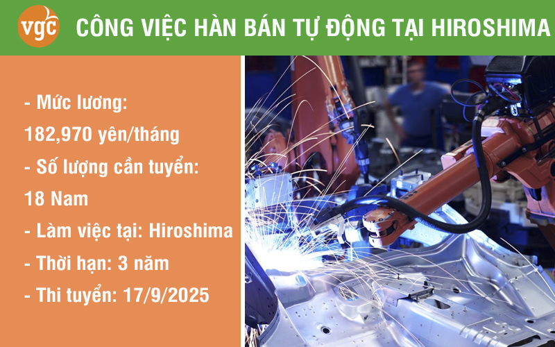 Tuyển 18 nam hàn bán tự động tại Hiroshima