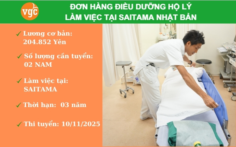 Đơn hàng Nam điều dưỡng hộ lý làm việc tại Saitama Nhật Bản